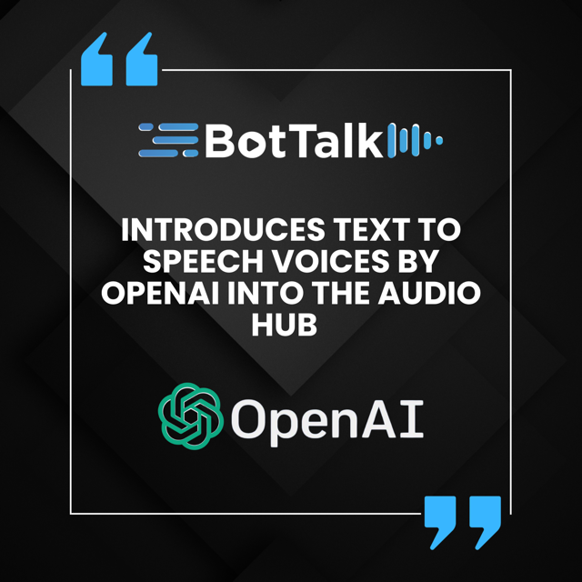 BotTalk Introduces Text to Speech Voices by OpenAI into the Audio Hub
