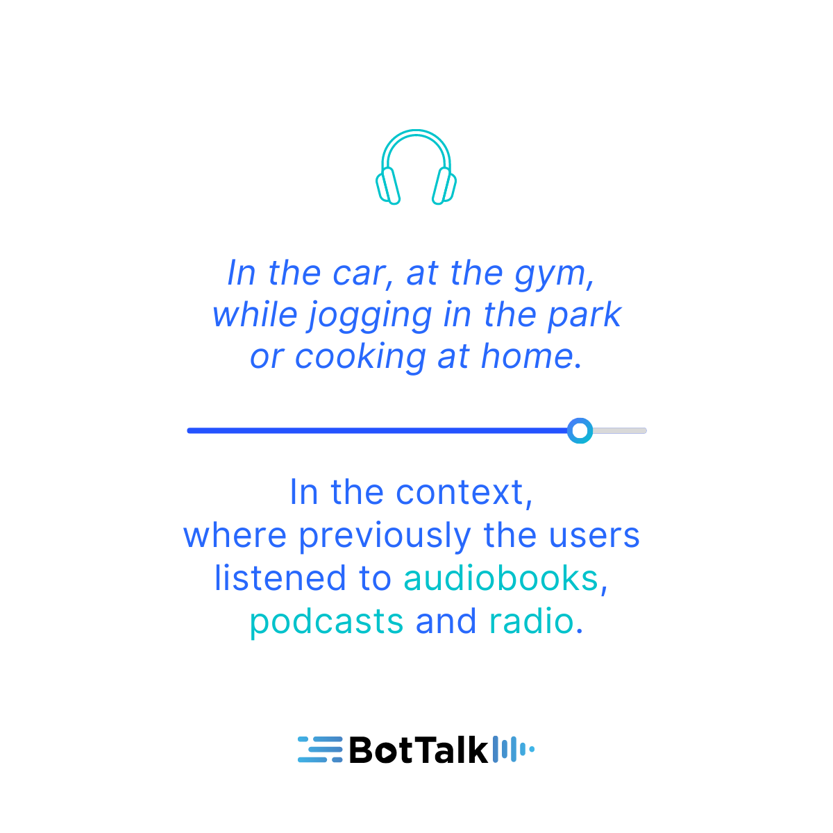 Text-to-speech articles take the place in the new context, that was previously taken by audiobooks, podcasts and radio.