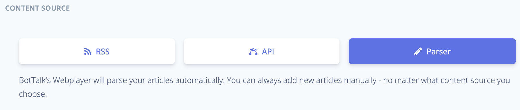 BotTalk Parser as Content Source