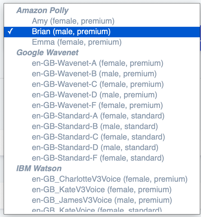 Text-to-Speech Voice Selection - BotTalk Audio CMS